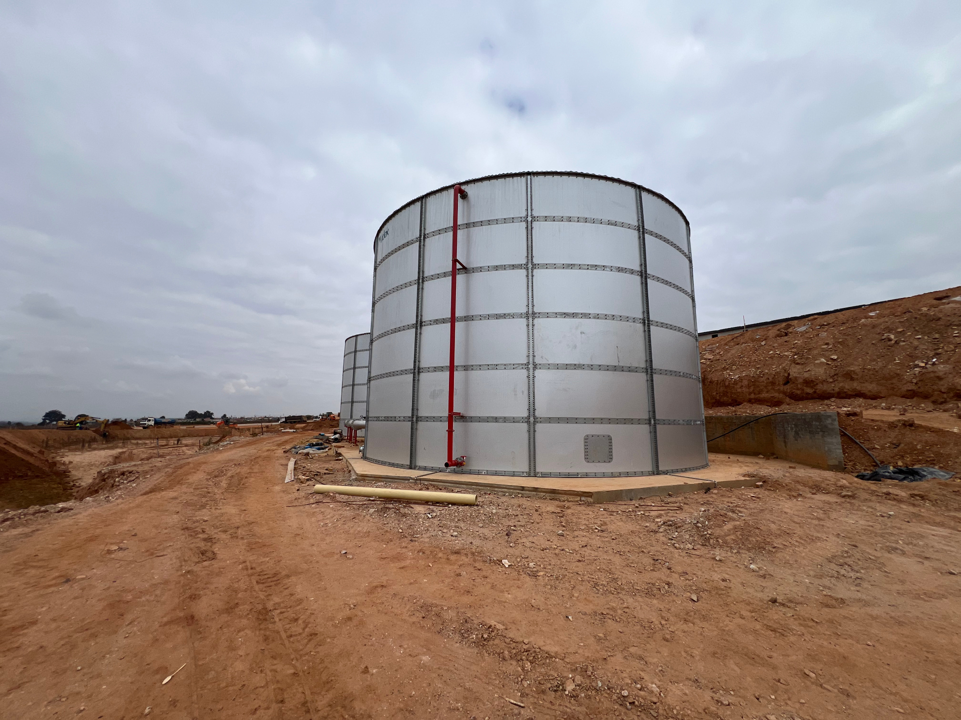 Fire water pipework connected to the Leratong City Mall storage tank installation