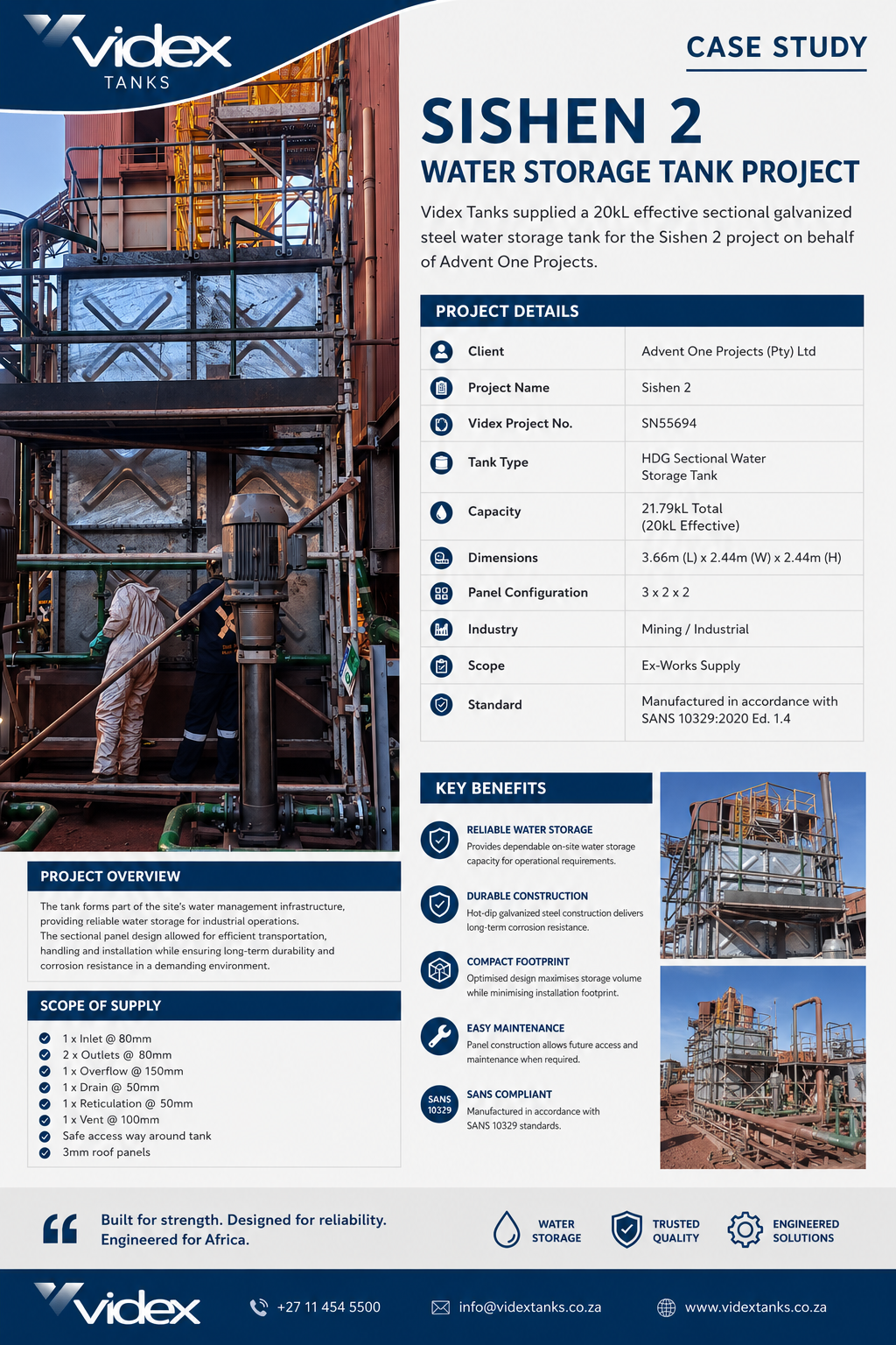 Sishen 2 — 20 kL Sectional Water Storage Tank for Advent One Projects