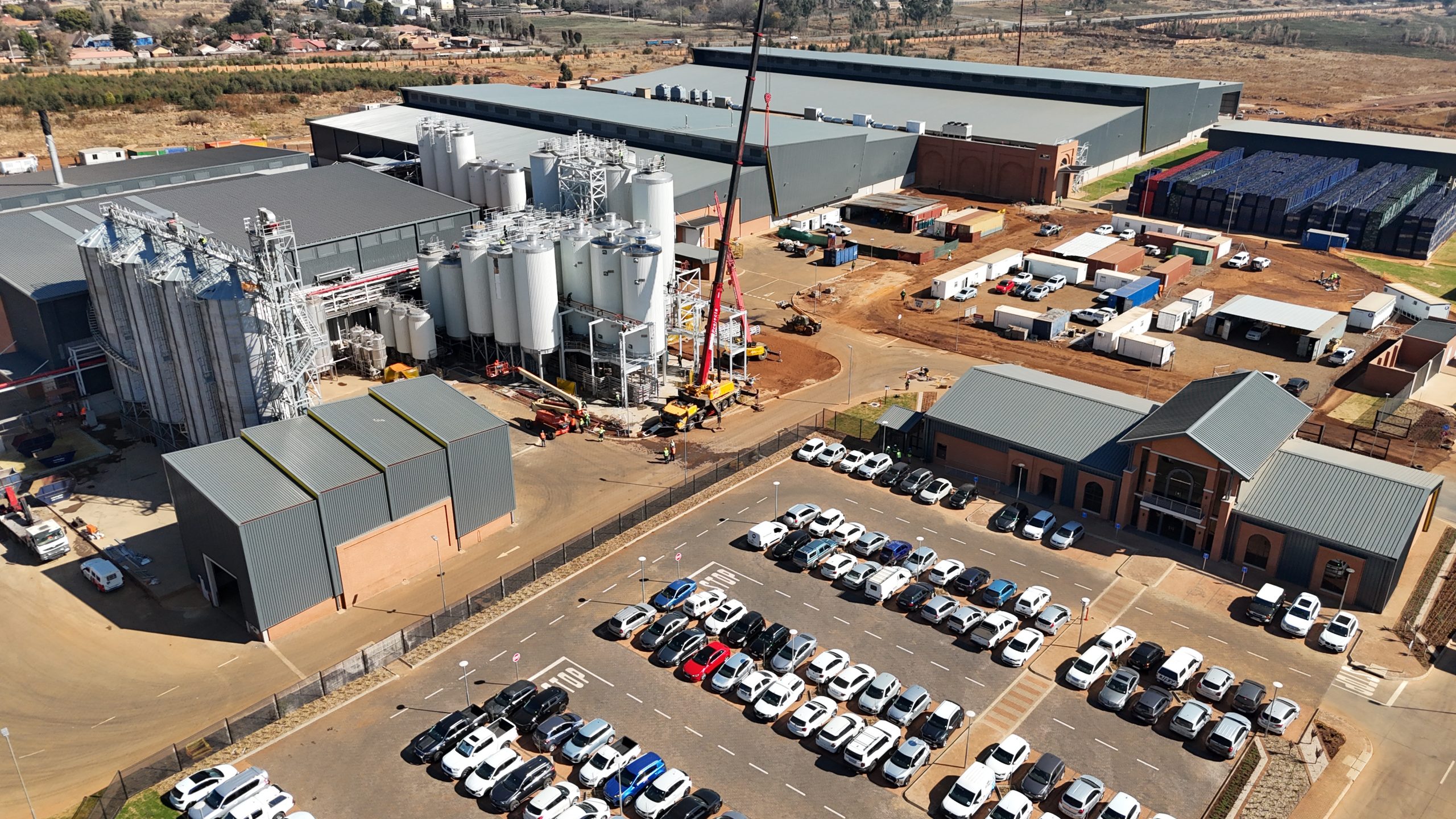 Aerial view of Videx Tanks' manufacturing facility in Germiston